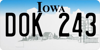 IA license plate DOK243