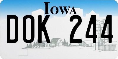 IA license plate DOK244