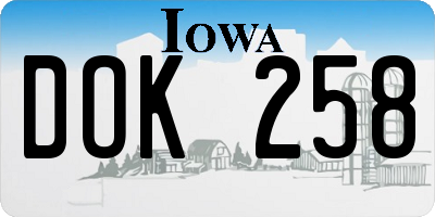 IA license plate DOK258