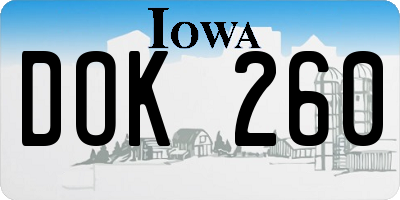 IA license plate DOK260