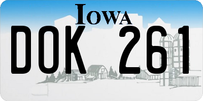 IA license plate DOK261