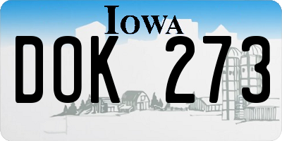 IA license plate DOK273