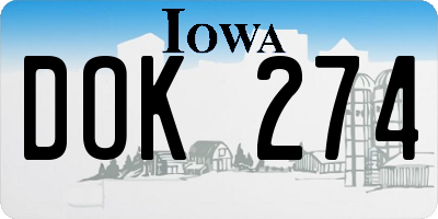 IA license plate DOK274
