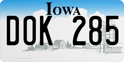 IA license plate DOK285