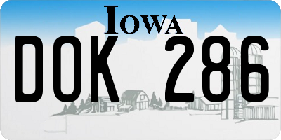 IA license plate DOK286