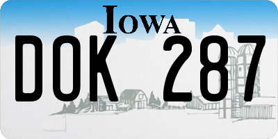 IA license plate DOK287