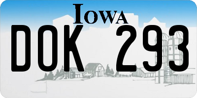 IA license plate DOK293