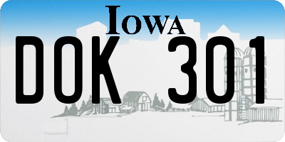 IA license plate DOK301