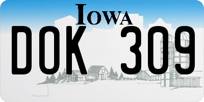IA license plate DOK309