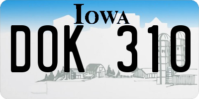 IA license plate DOK310