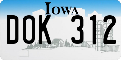 IA license plate DOK312