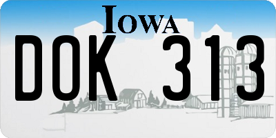 IA license plate DOK313