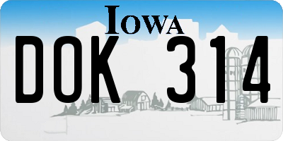 IA license plate DOK314