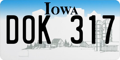IA license plate DOK317