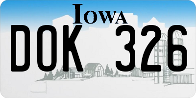 IA license plate DOK326