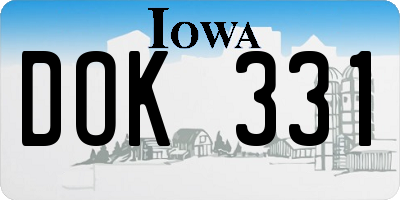 IA license plate DOK331