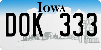 IA license plate DOK333