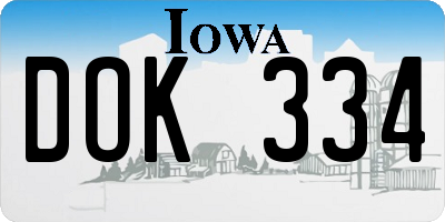 IA license plate DOK334