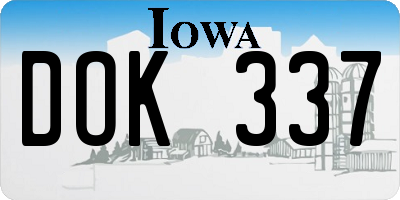 IA license plate DOK337