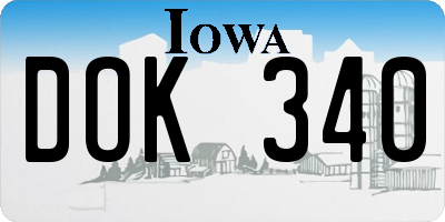 IA license plate DOK340