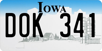 IA license plate DOK341