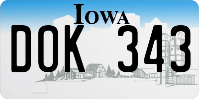 IA license plate DOK343