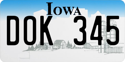 IA license plate DOK345