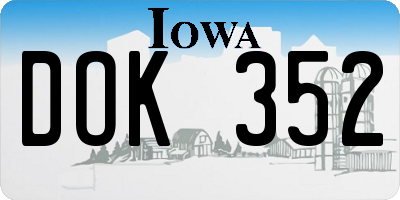IA license plate DOK352