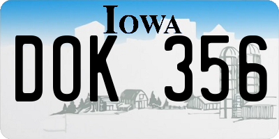 IA license plate DOK356