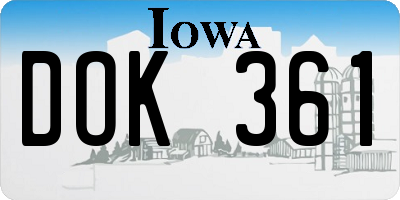IA license plate DOK361