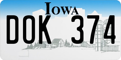 IA license plate DOK374