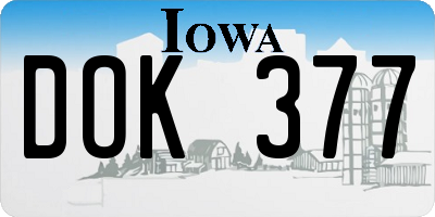 IA license plate DOK377