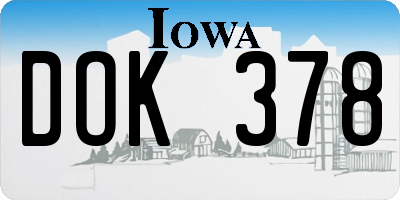 IA license plate DOK378