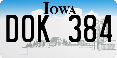 IA license plate DOK384
