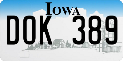 IA license plate DOK389