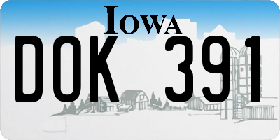 IA license plate DOK391