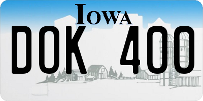 IA license plate DOK400