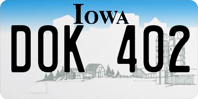 IA license plate DOK402