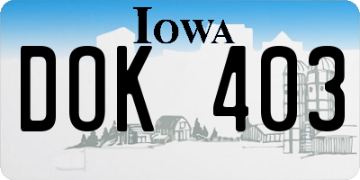 IA license plate DOK403