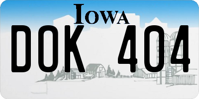 IA license plate DOK404