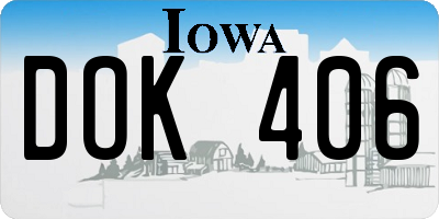 IA license plate DOK406