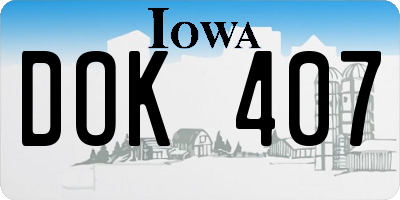 IA license plate DOK407