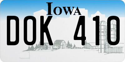 IA license plate DOK410