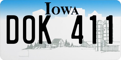 IA license plate DOK411