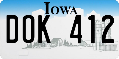 IA license plate DOK412