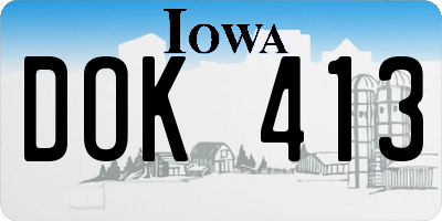 IA license plate DOK413