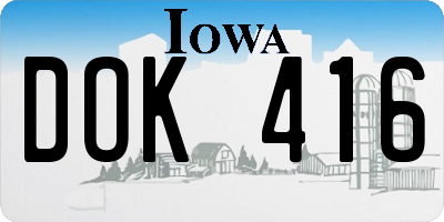 IA license plate DOK416