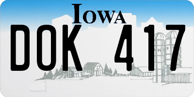 IA license plate DOK417