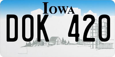 IA license plate DOK420