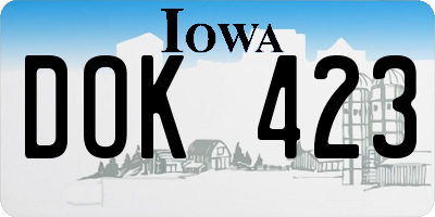 IA license plate DOK423